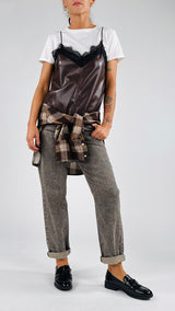 Top lingerie ecopelle+pizzo H.