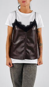 Top lingerie ecopelle+pizzo H.