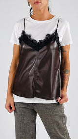 Top lingerie ecopelle+pizzo H.