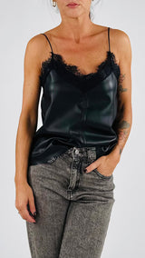 Top lingerie ecopelle+pizzo H.