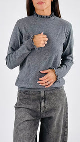 Pull collo rouches micropaillettes H.