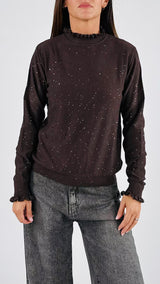 Pull collo rouches micropaillettes H.