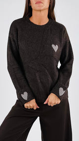 Pull patch cuore vichy