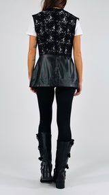 Gilet macramè+ecopelle T.