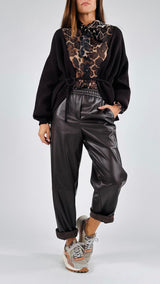 Pantalone fascione ecopelle Vic.