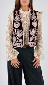 Gilet ciniglia ricami e perline H.