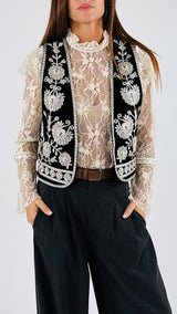 Gilet ciniglia ricami e perline H.