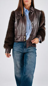 Bomber ecopelle maniche pelliccia T.