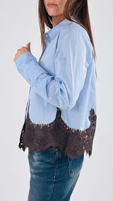 Camicia popeline pizzo T.