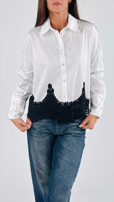 Camicia popeline pizzo T.