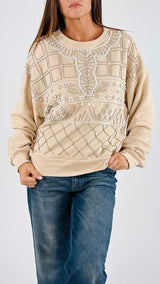 Felpa perle+strass H.