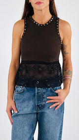 Canotta americana pizzo+borchie H.