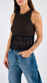 Canotta americana pizzo+borchie H.