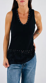 Canotta V borchie+pizzo H.