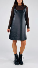 Abito ecopelle+maglia righe T.