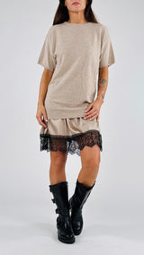 Abito m/m lana cachemire+pizzo Vic.