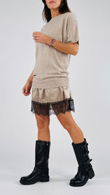 Abito m/m lana cachemire+pizzo Vic.