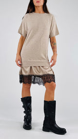 Abito m/m lana cachemire+pizzo Vic.