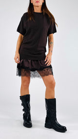 Abito m/m lana cachemire+pizzo Vic.