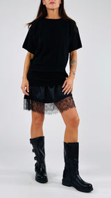 Abito m/m lana cachemire+pizzo Vic.