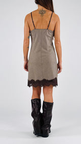 Abito sottoveste p.de poule+pizzo H.