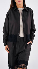 Camicia quadrata gessata+pizzo H.