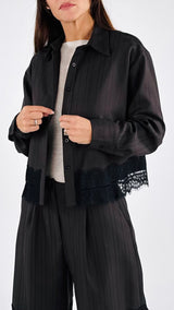 Camicia quadrata gessata+pizzo H.