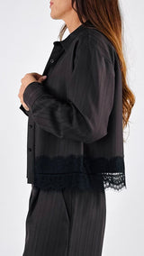 Camicia quadrata gessata+pizzo H.