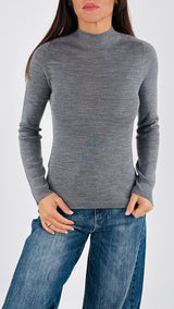 Maglia collo in piedi costina lambswool H.