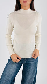 Maglia collo in piedi costina lambswool H.