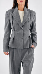 Giacca corta gessata riprese T.