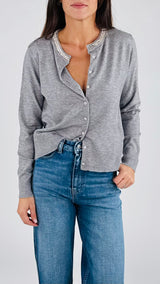 Cardigan girocollo strass You