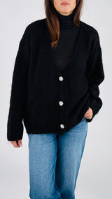 Cardigan mohair bottoni gioiello twin