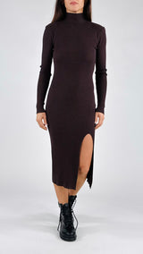 Abito lungo spacco costina Twin