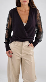 Pull incrocio manica pizzo H.