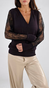 Pull incrocio manica pizzo H.