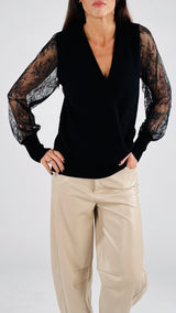 Pull incrocio manica pizzo H.