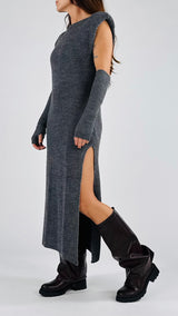 Abito lungo spallina+manicotti Vic.