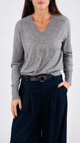 Pull scollo V lana merinos twin