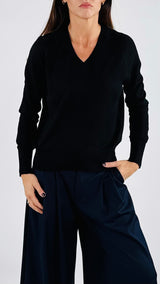 Pull scollo V lana merinos twin