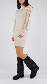 Abito costina manica baloon pizzo H.