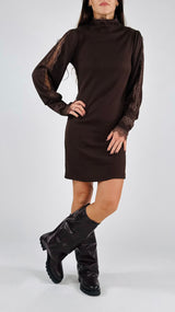 Abito costina manica baloon pizzo H.