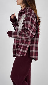 Camicia check ricamo strass H.