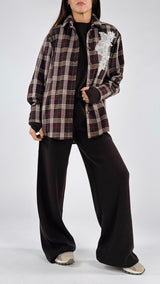 Camicia check ricamo strass H.