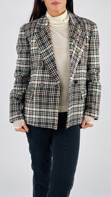 Giacca doppiopetto quadretto smeraldo T.