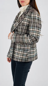 Giacca doppiopetto quadretto smeraldo T.