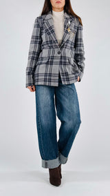 Giacca quadro spilla cameo Vic.