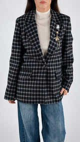 Giacca quadro spilla cameo Vic.