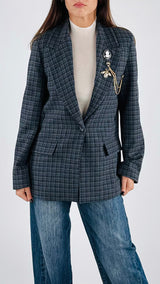 Giacca quadro spilla cameo Vic.