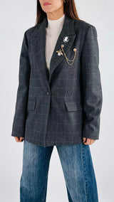 Giacca quadro spilla cameo Vic.